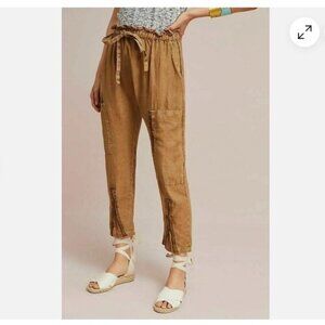 Current/Elliot Aviation Cargo Cropped Linen Pants with Zipper Details Size 2 Med